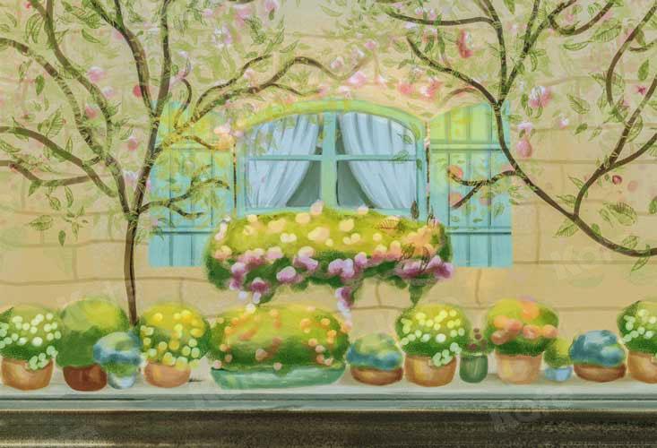 Kate Spring Garden Widow in the Front Backdrop for Photography - Kate Backdrop AU