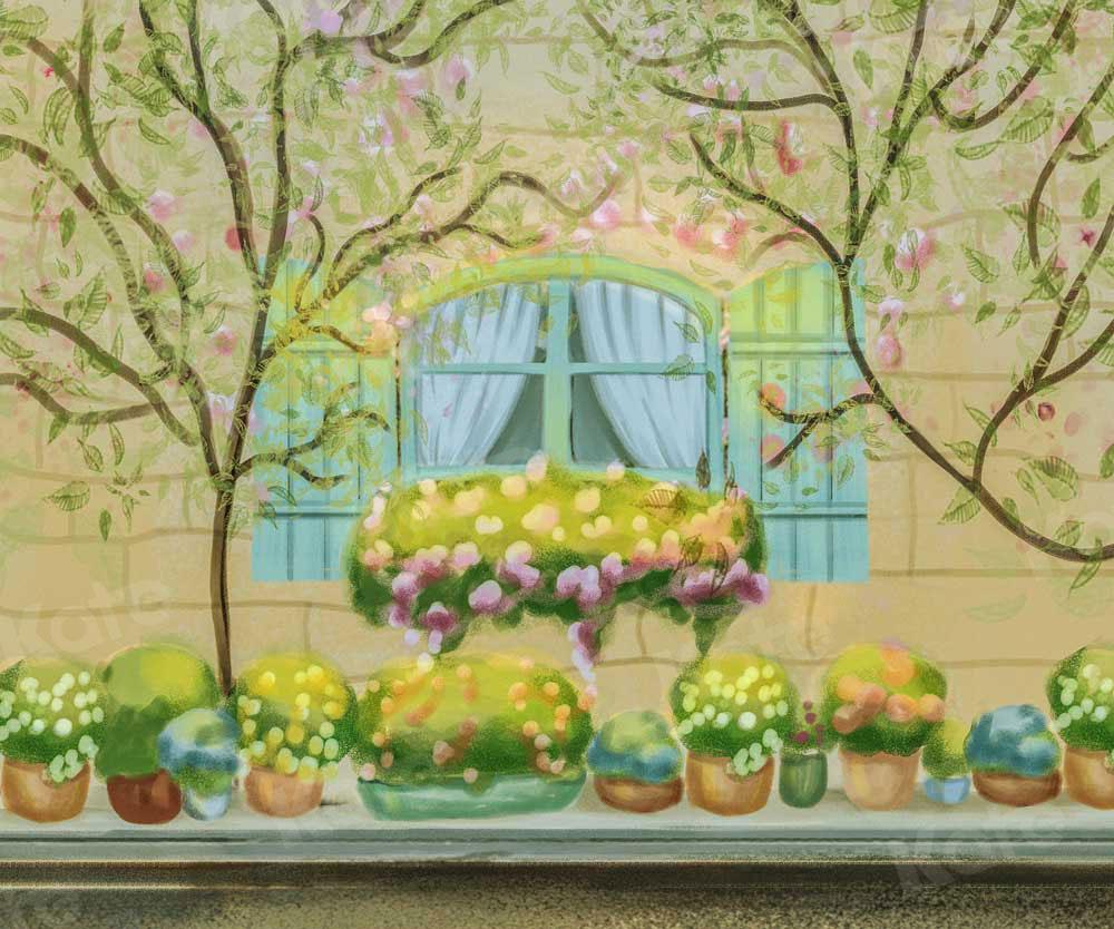 Kate Spring Garden Widow in the Front Backdrop for Photography - Kate Backdrop AU