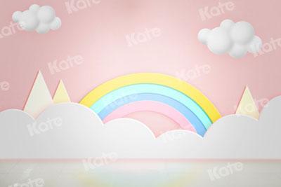 Kate Cake Smash Rainbow Clouds Pink Backdrop for Photography - Kate Backdrop AU