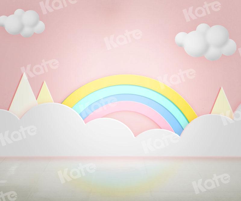 Kate Cake Smash Rainbow Clouds Pink Backdrop for Photography - Kate Backdrop AU