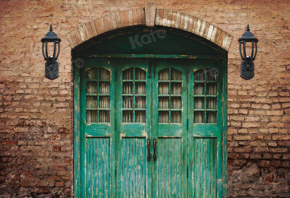 Kate Blue Door in Front Brick Wall Backdrop for Photography - Kate Backdrop AU
