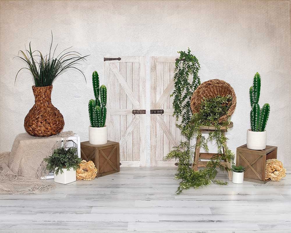 Kate Summer Cactus Door Backdrop Designed by Valerie Miranda - Kate Backdrop AU