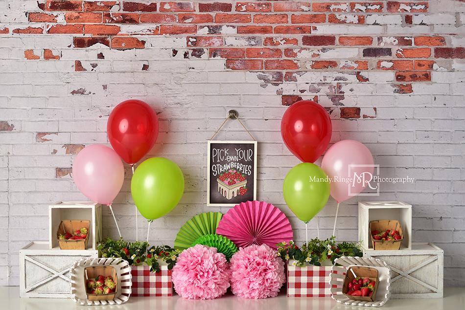 Kate Summer Strawberry Birthday Backdrop Designed by Mandy Ringe Photography - Kate Backdrop AU