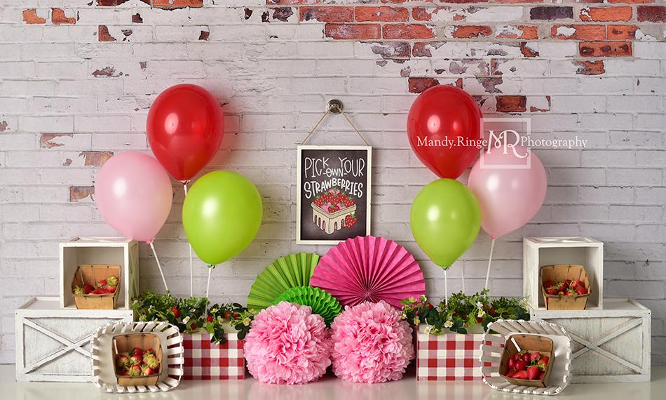 Kate Summer Strawberry Birthday Backdrop Designed by Mandy Ringe Photography - Kate Backdrop AU