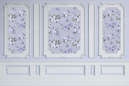 Kate Light Blue Purple Retro Floral Wall Backdrop for Photography - Kate Backdrop AU