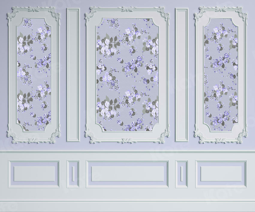 Kate Light Blue Purple Retro Floral Wall Backdrop for Photography - Kate Backdrop AU