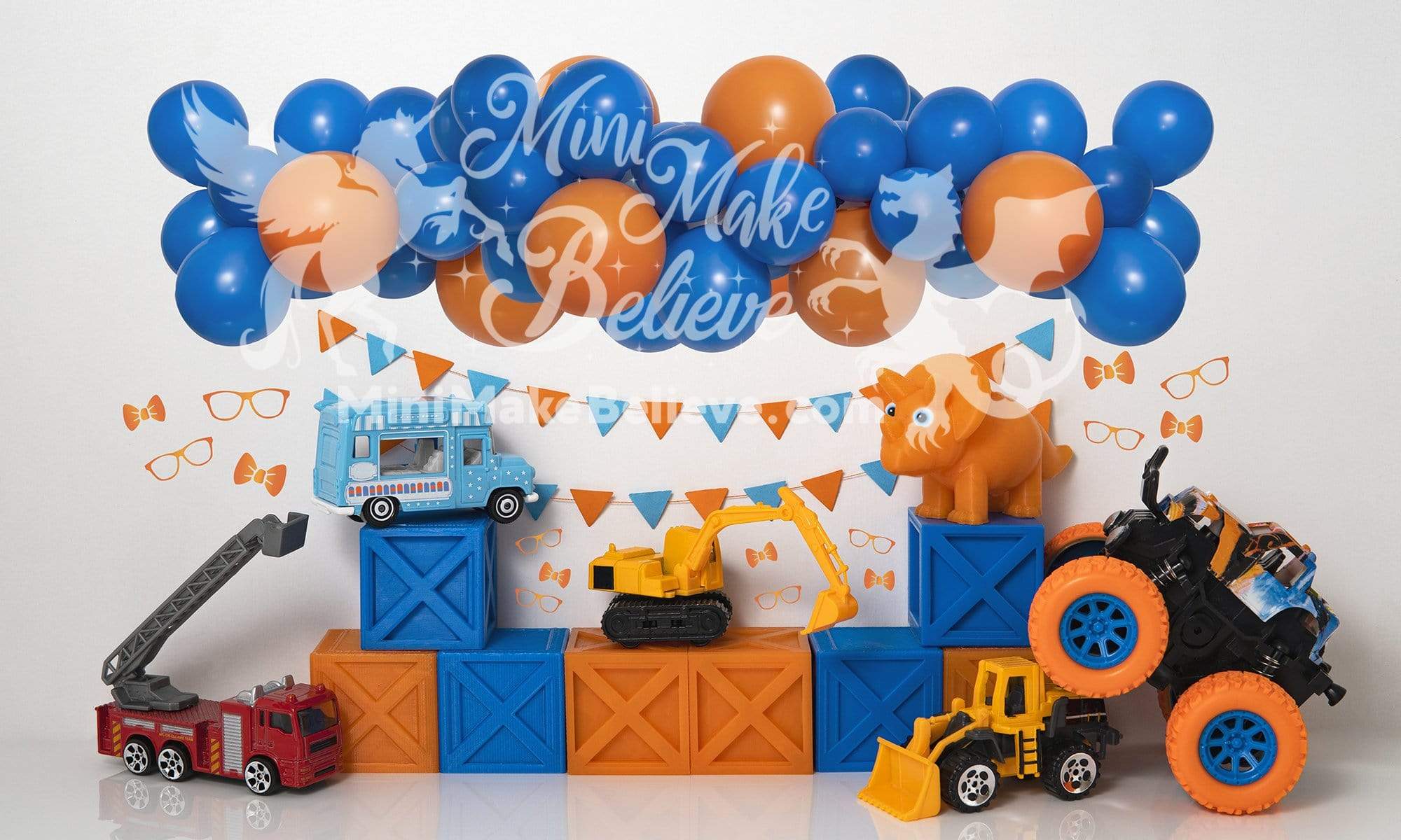 Kate Boy Cake Smash Toy Backdrop Blip Nerd Giggle Guy for Photography Designed by Mini MakeBelieve - Kate Backdrop AU