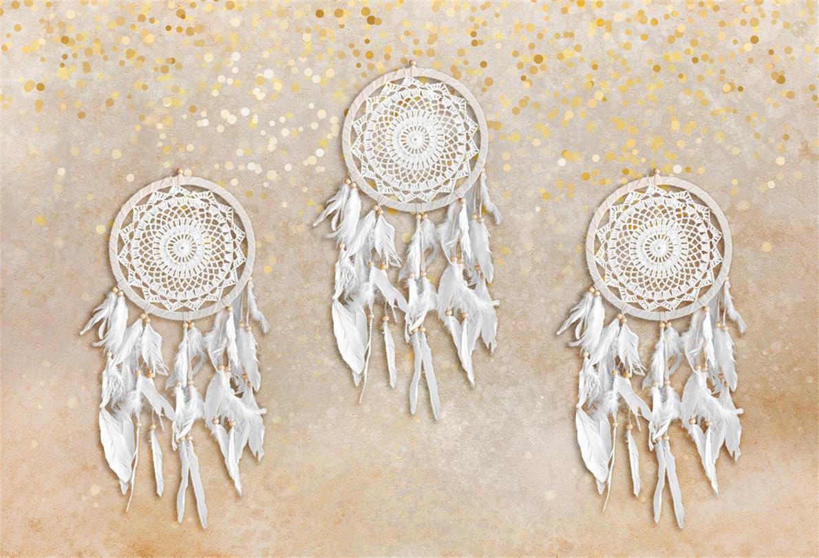 Kate Simple Beige Boho Dreamcatcher Backdrop for Photography - Kate Backdrop AU