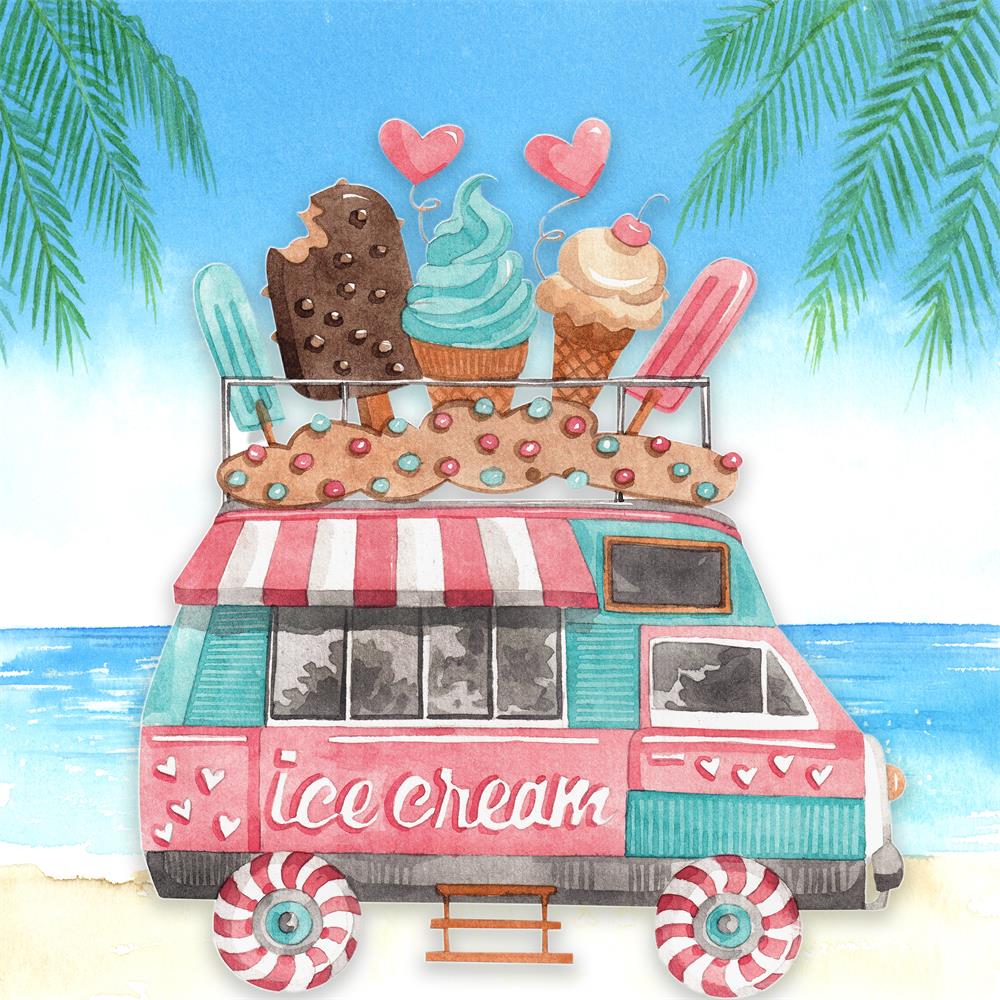 Kate Summer Seaside Ice Cream Cart Children Backdrop for Photography - Kate Backdrop AU