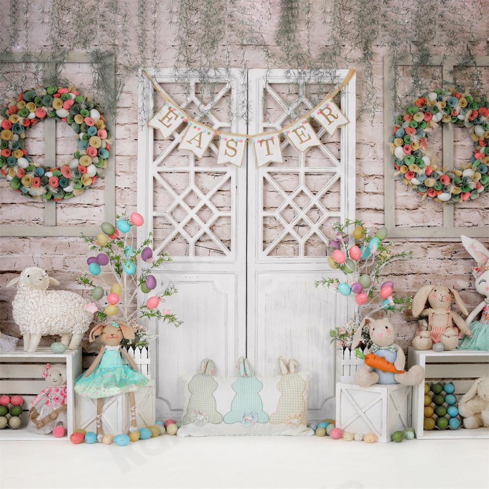 Kate Barn Door Colorful Egg Easter Backdrop for Photography - Kate Backdrop AU