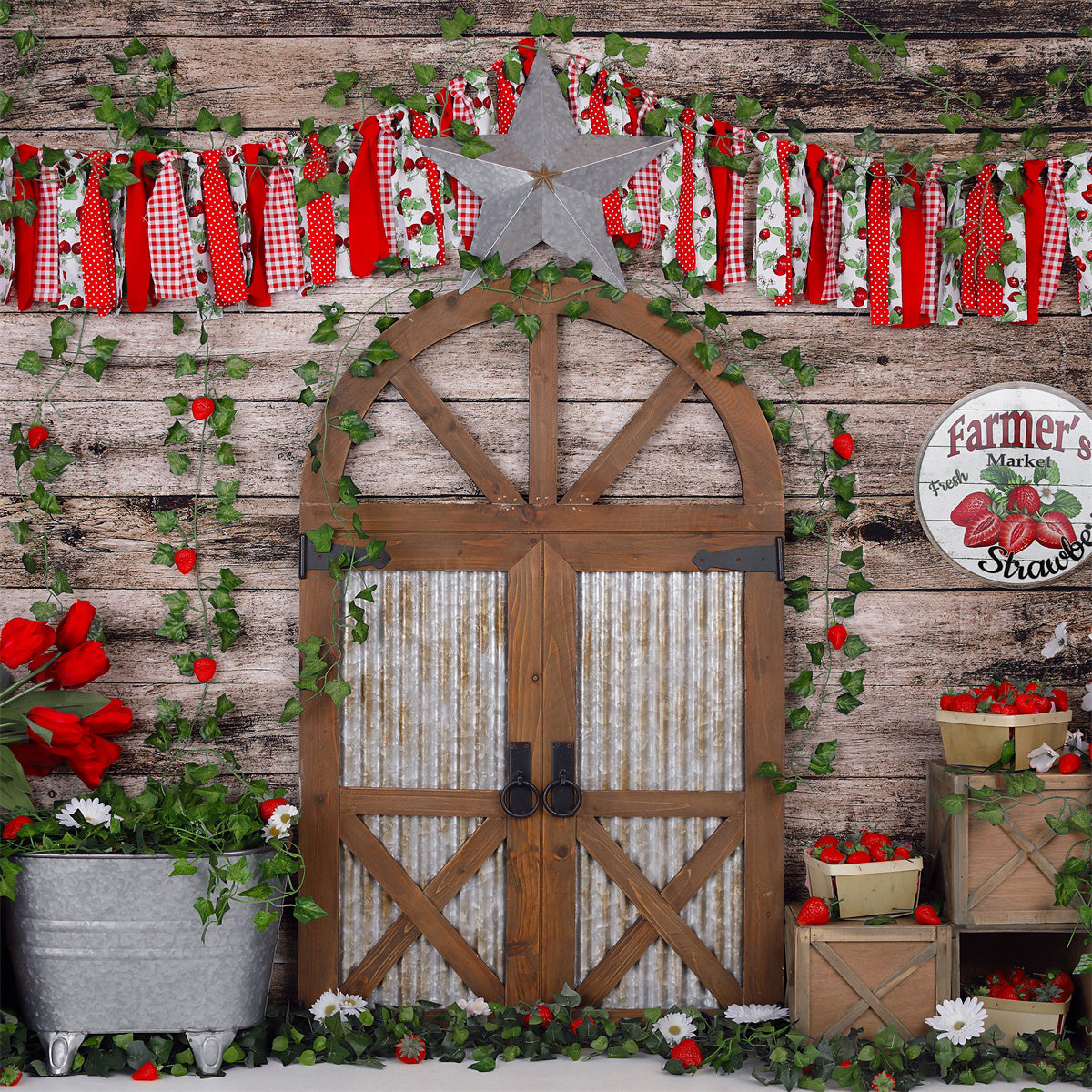 Kate Strawberry Baby Shower Flower Children Backdrop for Photography - Kate Backdrop AU