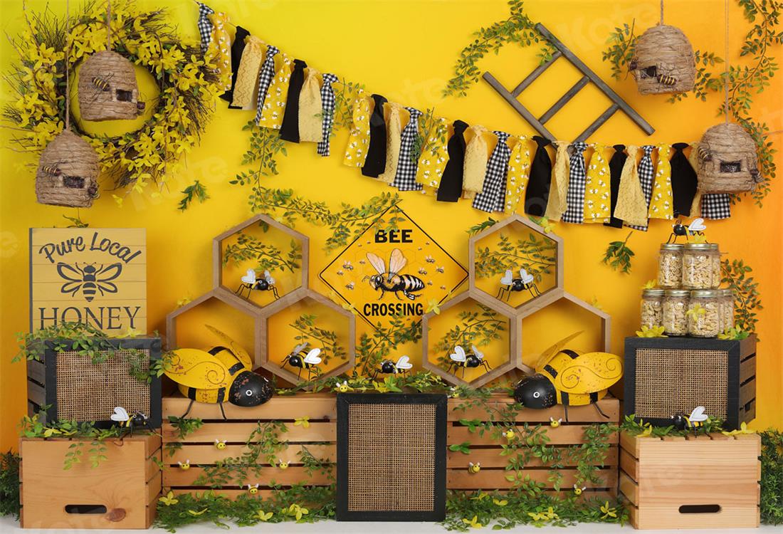 Kate Cake Smash Bee Honey Backdrop for Photography - Kate Backdrop AU