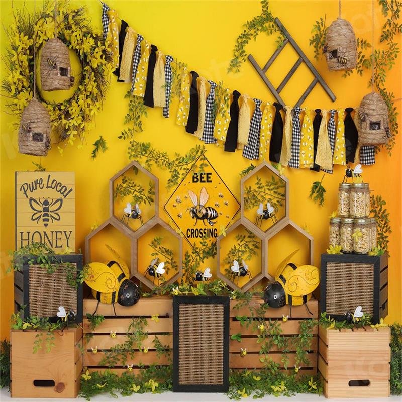 Kate Cake Smash Bee Honey Backdrop for Photography - Kate Backdrop AU