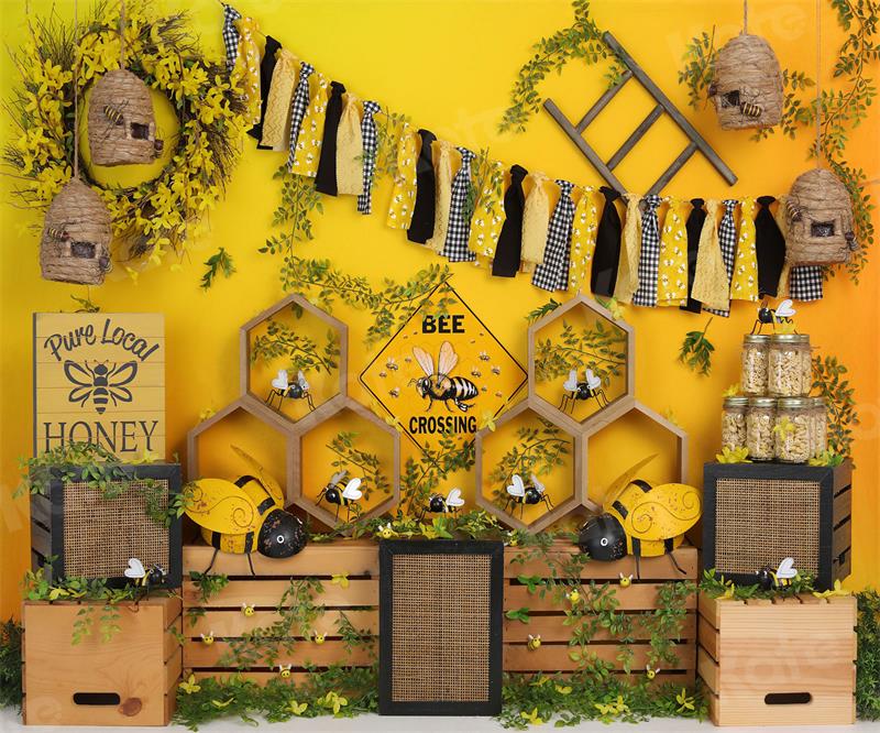 Kate Cake Smash Bee Honey Backdrop for Photography - Kate Backdrop AU