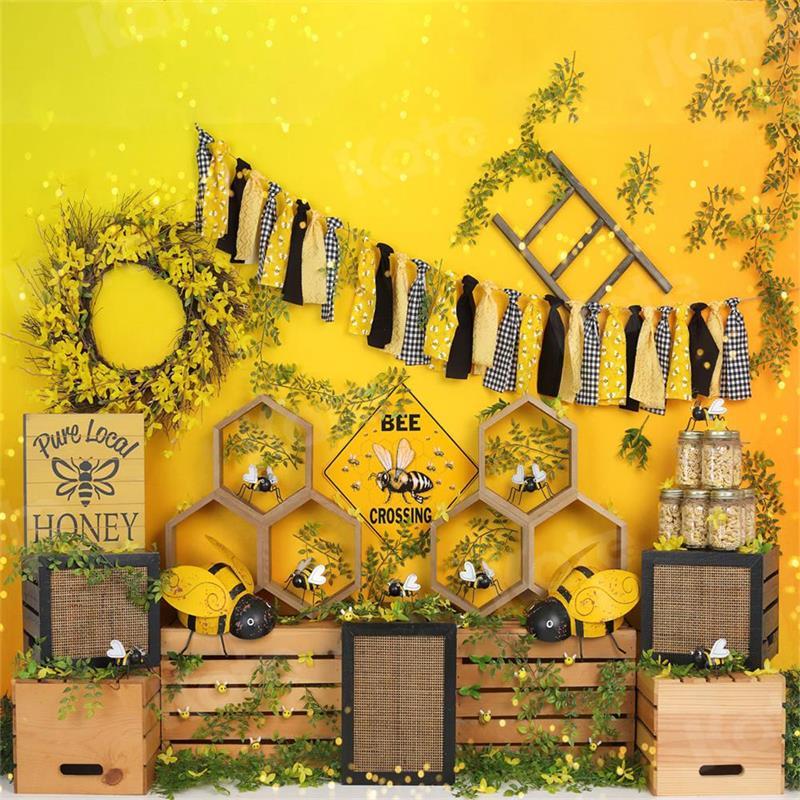 Kate Bokeh Summer Cake Smash Bee Honey Backdrop for Photography - Kate Backdrop AU