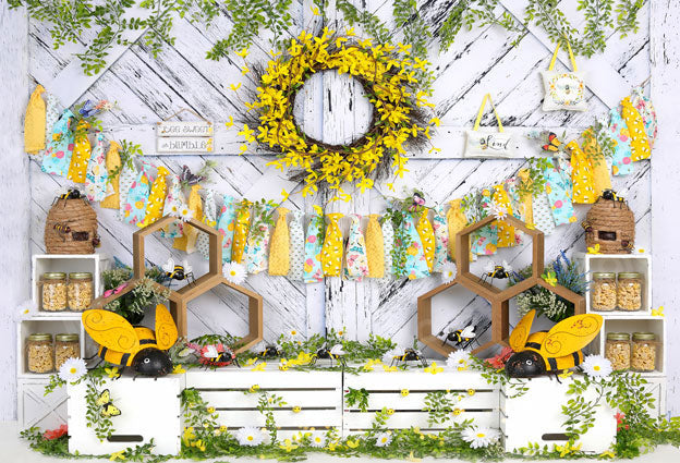 Kate Children Cake Smash Bee Honey Backdrop for Photography - Kate Backdrop AU