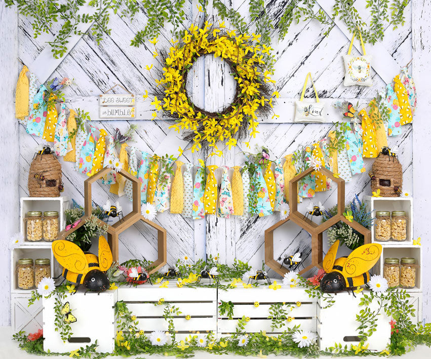Kate Children Cake Smash Bee Honey Backdrop for Photography - Kate Backdrop AU