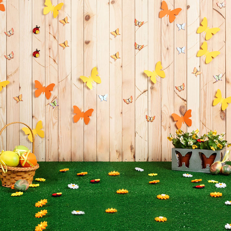 Kate Wood Wall With Grass Easter Backdrop for Photography - Kate Backdrop AU