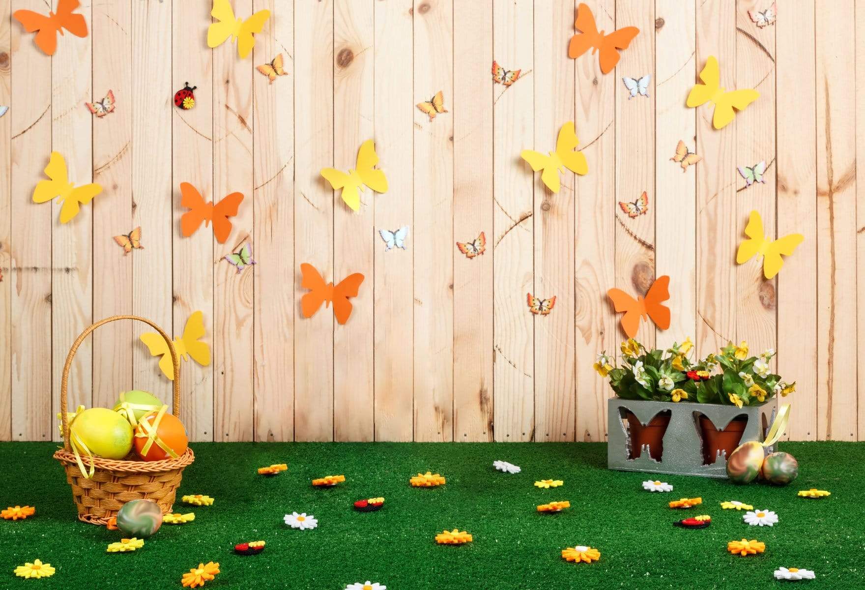 Kate Wood Wall With Grass Easter Backdrop for Photography - Kate Backdrop AU