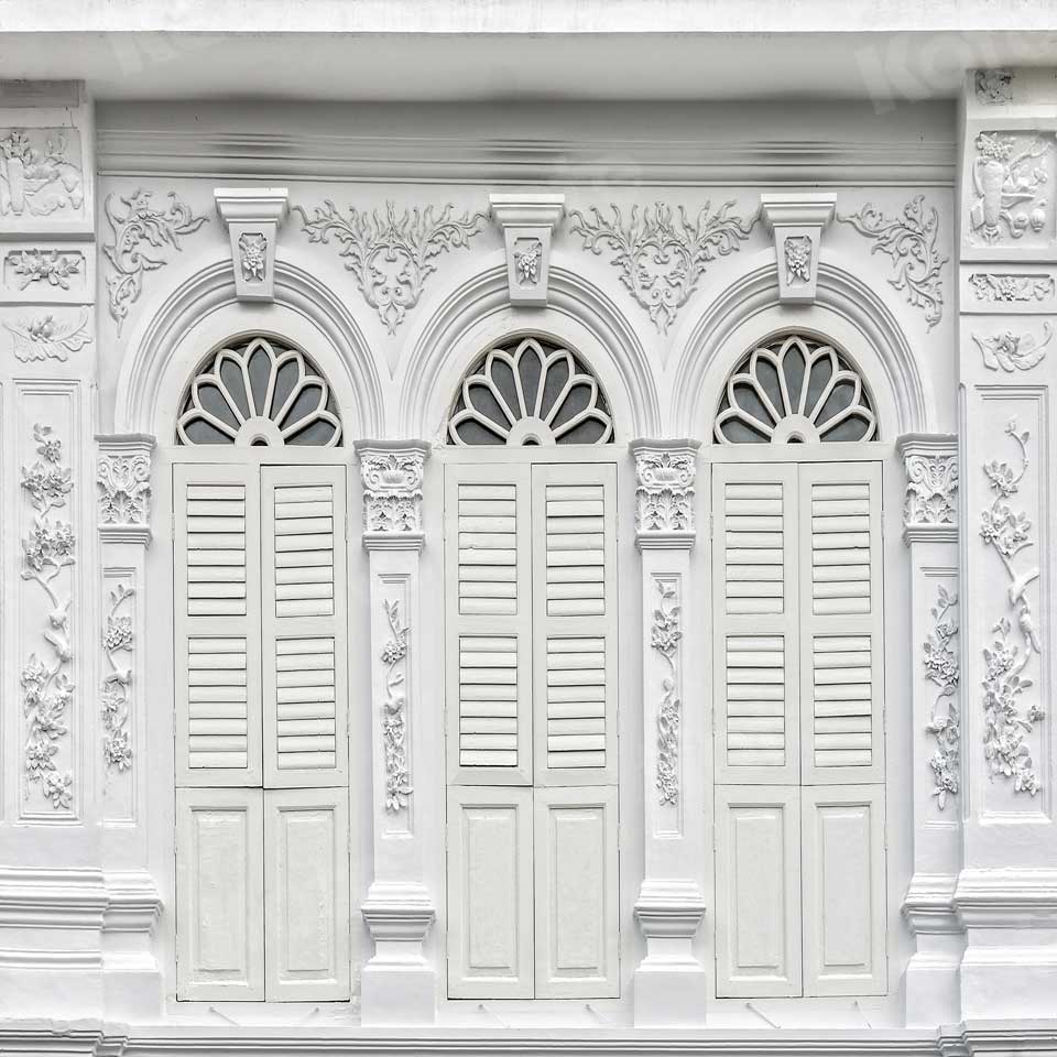 Kate Wedding Retro White Shutter Castle Door Photography Backdrop - Kate Backdrop AU