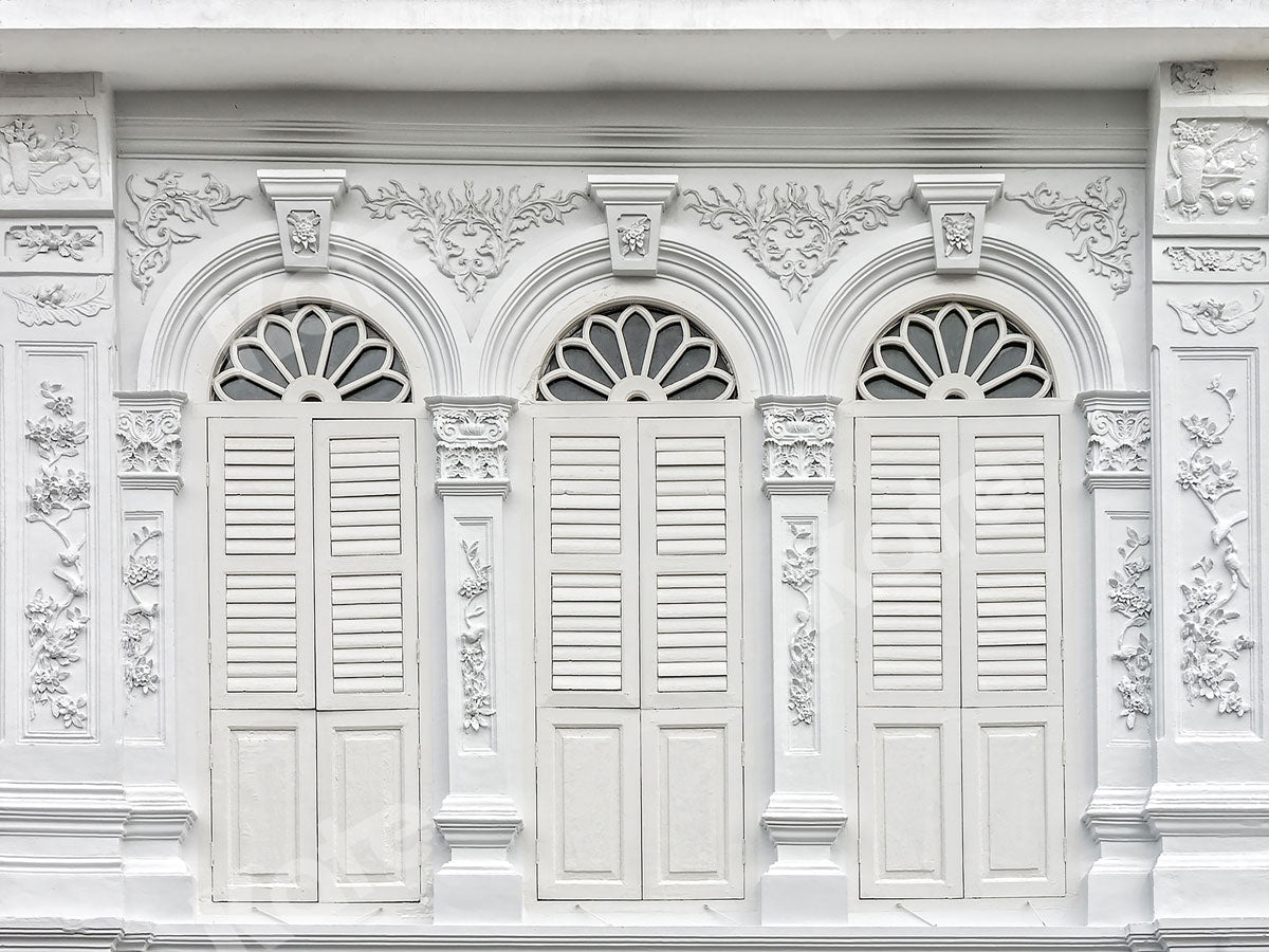 Kate Wedding Retro White Shutter Castle Door Photography Backdrop - Kate Backdrop AU