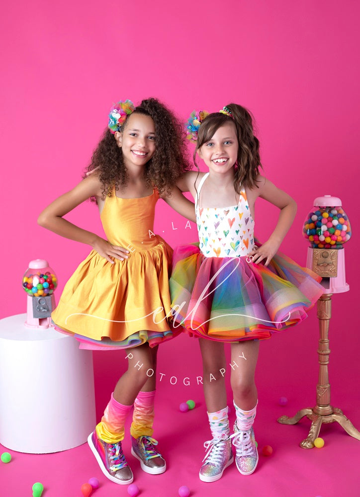 Kate Party Pink Gumball Fun Birthday Backdrop Designed by Erin Larkins - Kate Backdrop AU