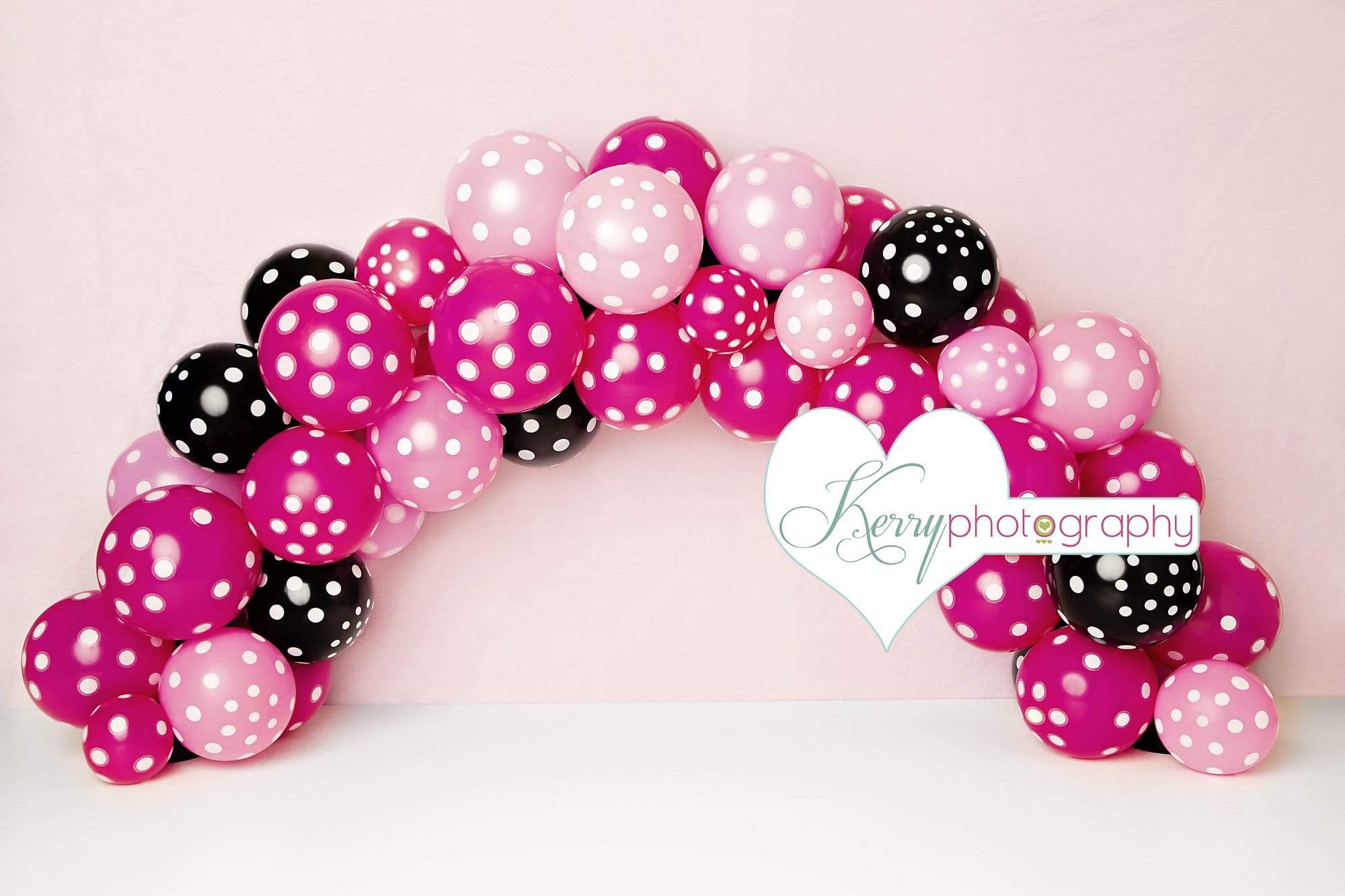 Kate Black Pink Balloons for Children Backdrop for Photography Designed by Kerry Anderson - Kate Backdrop AU