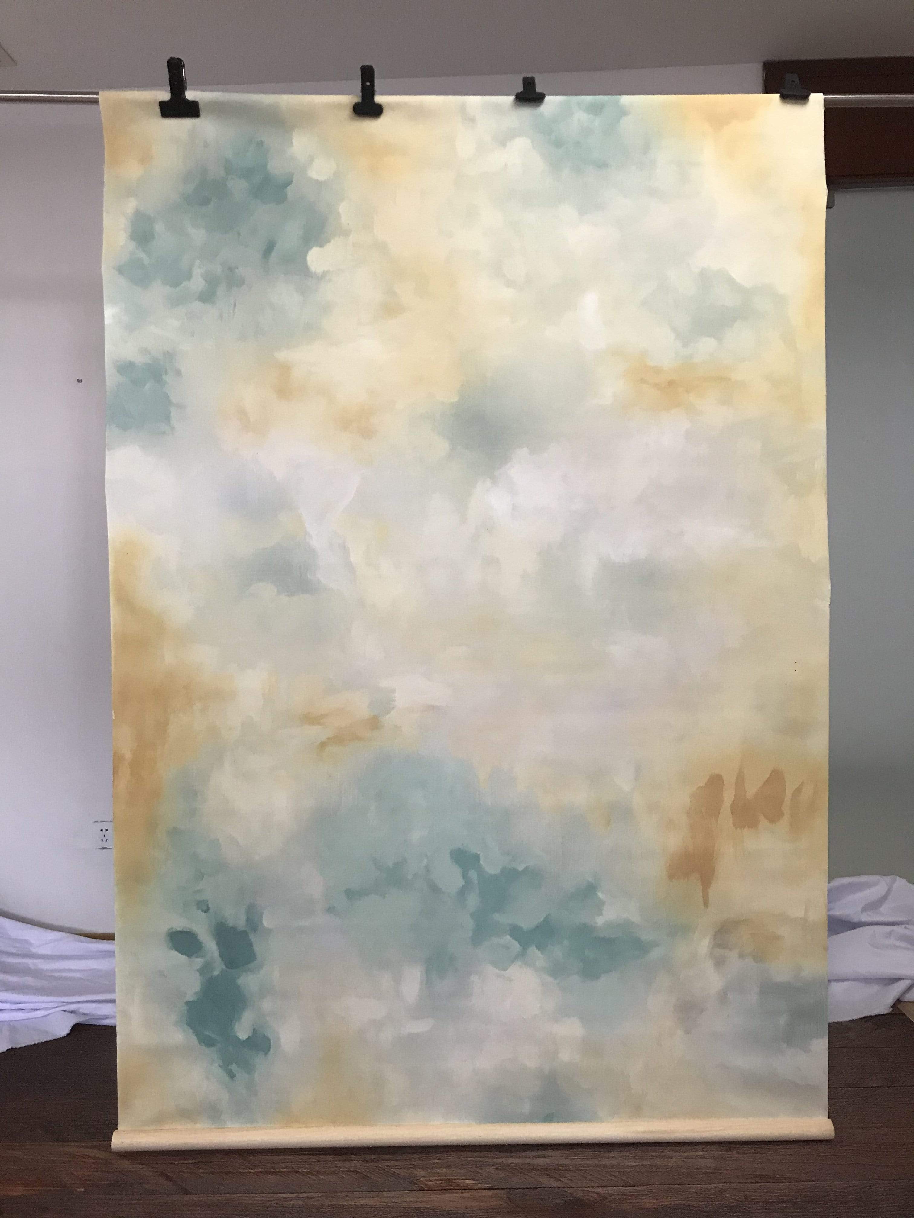 Kate Abstract Texture Yellow Green and White Mixing Hand Painted Backdrops - katebackdrop AU