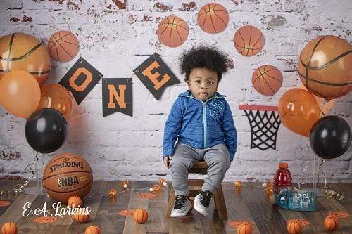 Kate 1st Birthday Basketball Backdrop for Photography Designed By Erin Larkins - Kate Backdrop AU