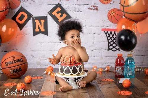 Kate 1st Birthday Basketball Backdrop for Photography Designed By Erin Larkins - Kate Backdrop AU