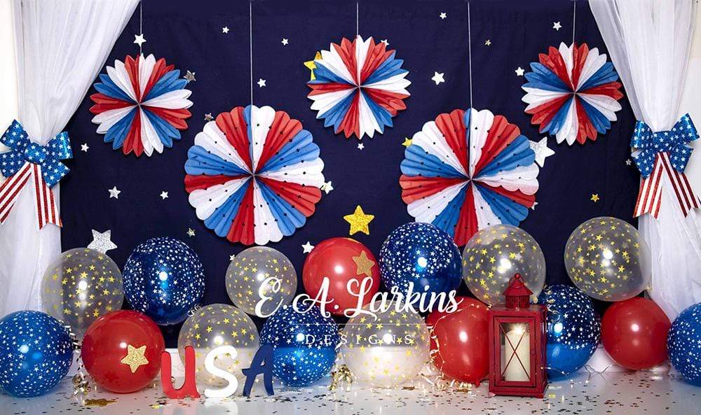 Kate USA Party July of 4th Backdrop for Photography Designed By Erin Larkins - Kate Backdrop AU
