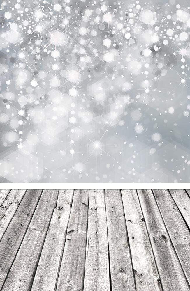 Katebackdrop£ºWhite Bokeh with Wood Floor Backdrop for Photography