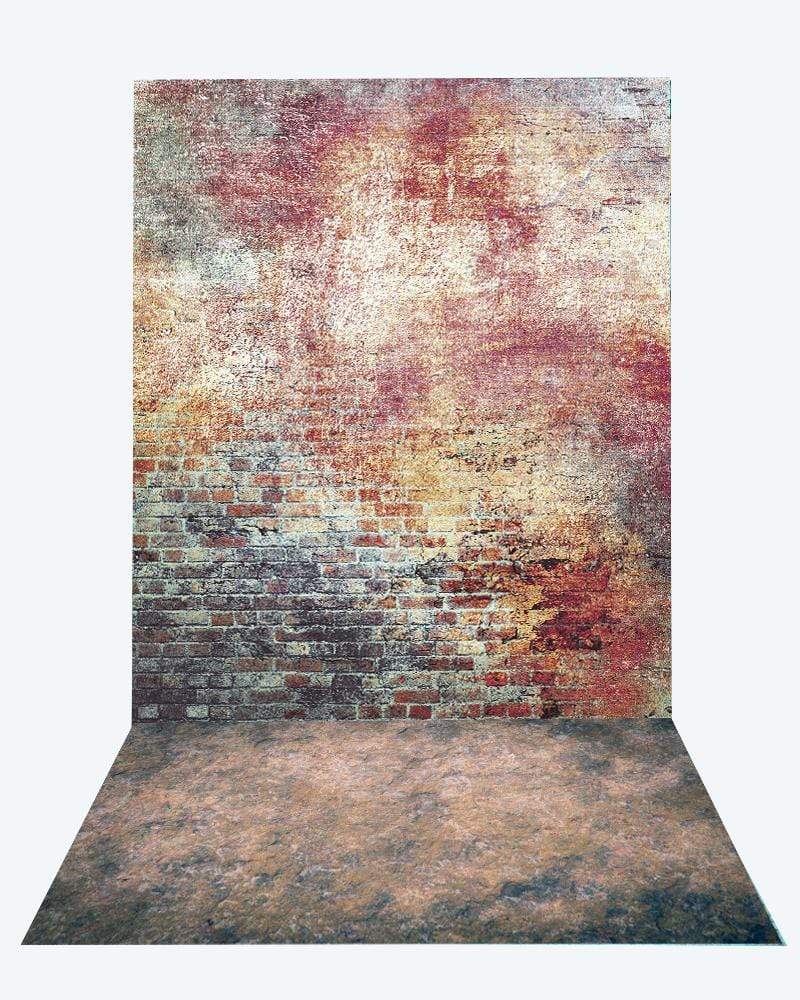 Katebackdrop:Kate Retro Brick backdrop + texture stone floor mat