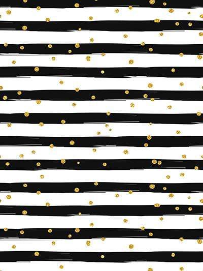 Kate Black and White Stripe with Golden Dots Backdrop Birthday/Event - Kate Backdrop AU