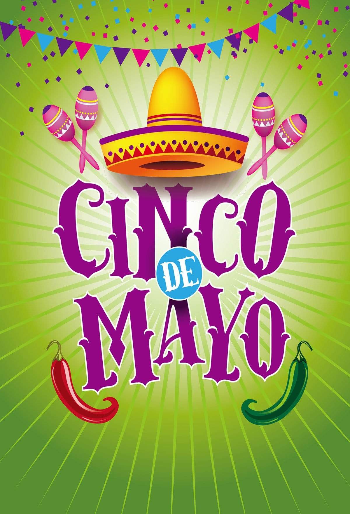 Kate May 5 Fiesta Party Backdrop Cinco De Mayo Carnival Green Background - Kate Backdrop AU
