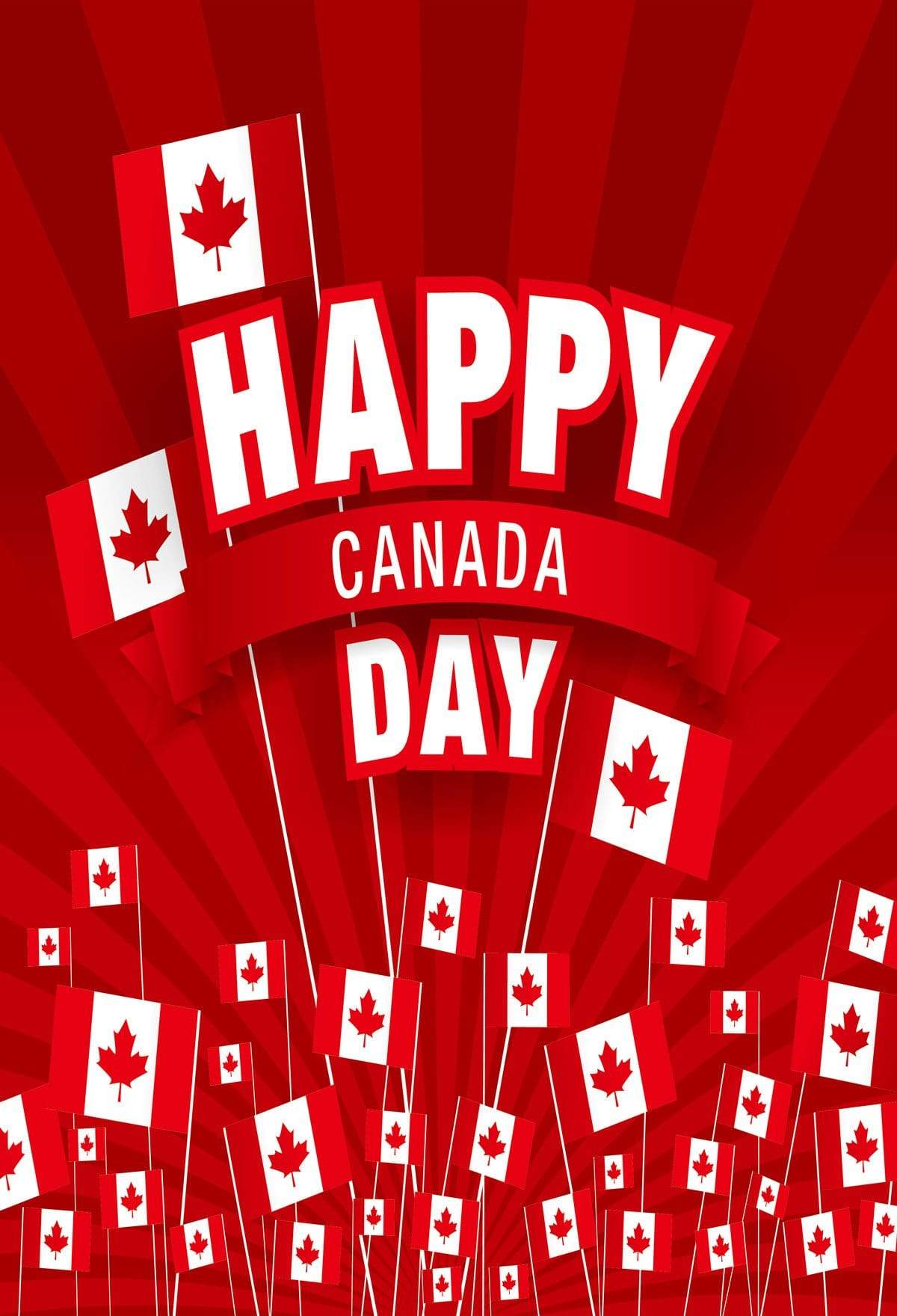 Kate Happy Canada Day Red Backdrop with Canada Flags Photography - Kate Backdrop AU