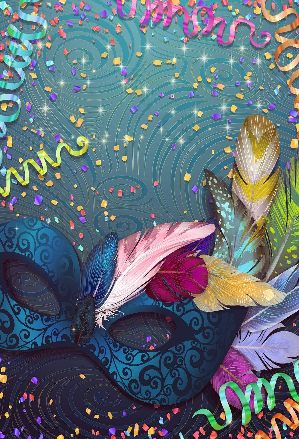 Kate Carnival Fantastic Background With Shining Ribbon and Feathers for Photography - Kate Backdrop AU