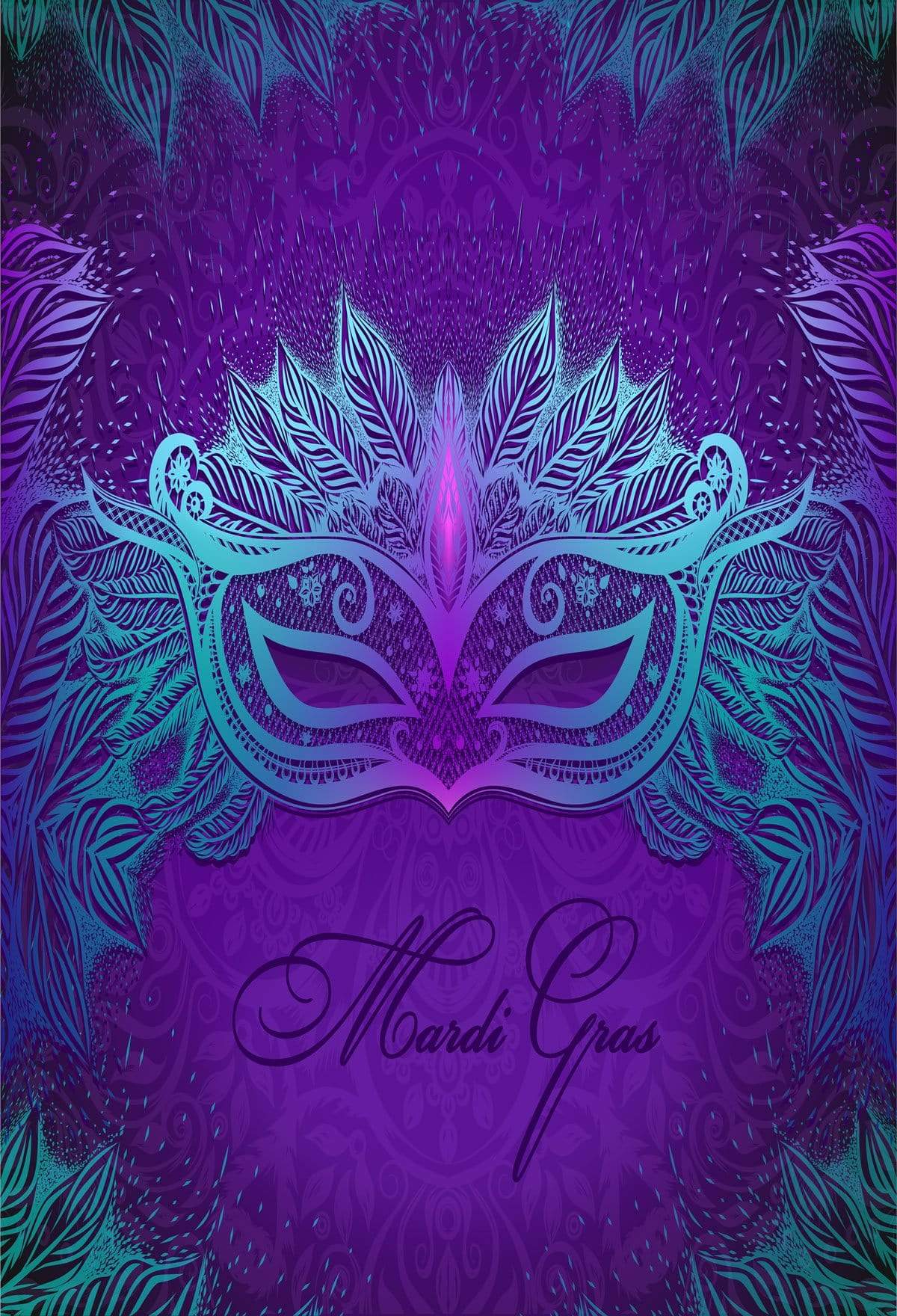 Kate Carnival Mardi Gras Purple Background With Mysterious for Photography - Kate Backdrop AU