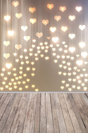 Kate Gold Heart Valentines Backdrop with wood part - Kate Backdrop AU