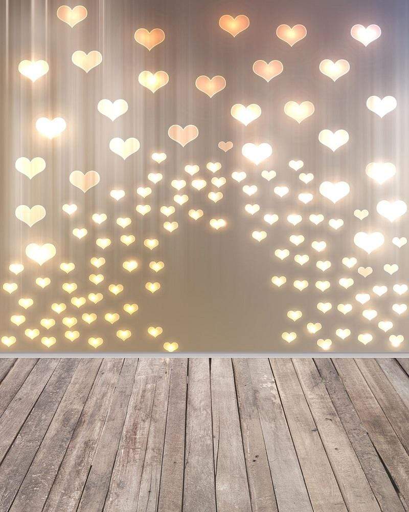Kate Gold Heart Valentines Backdrop with wood part - Kate Backdrop AU