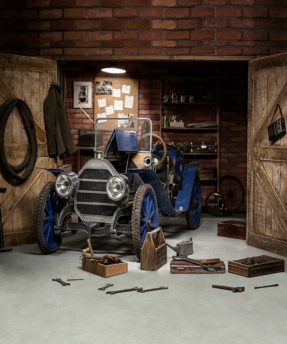 Kate Garage Car Workshop Backdrops for Boy - Kate Backdrop AU