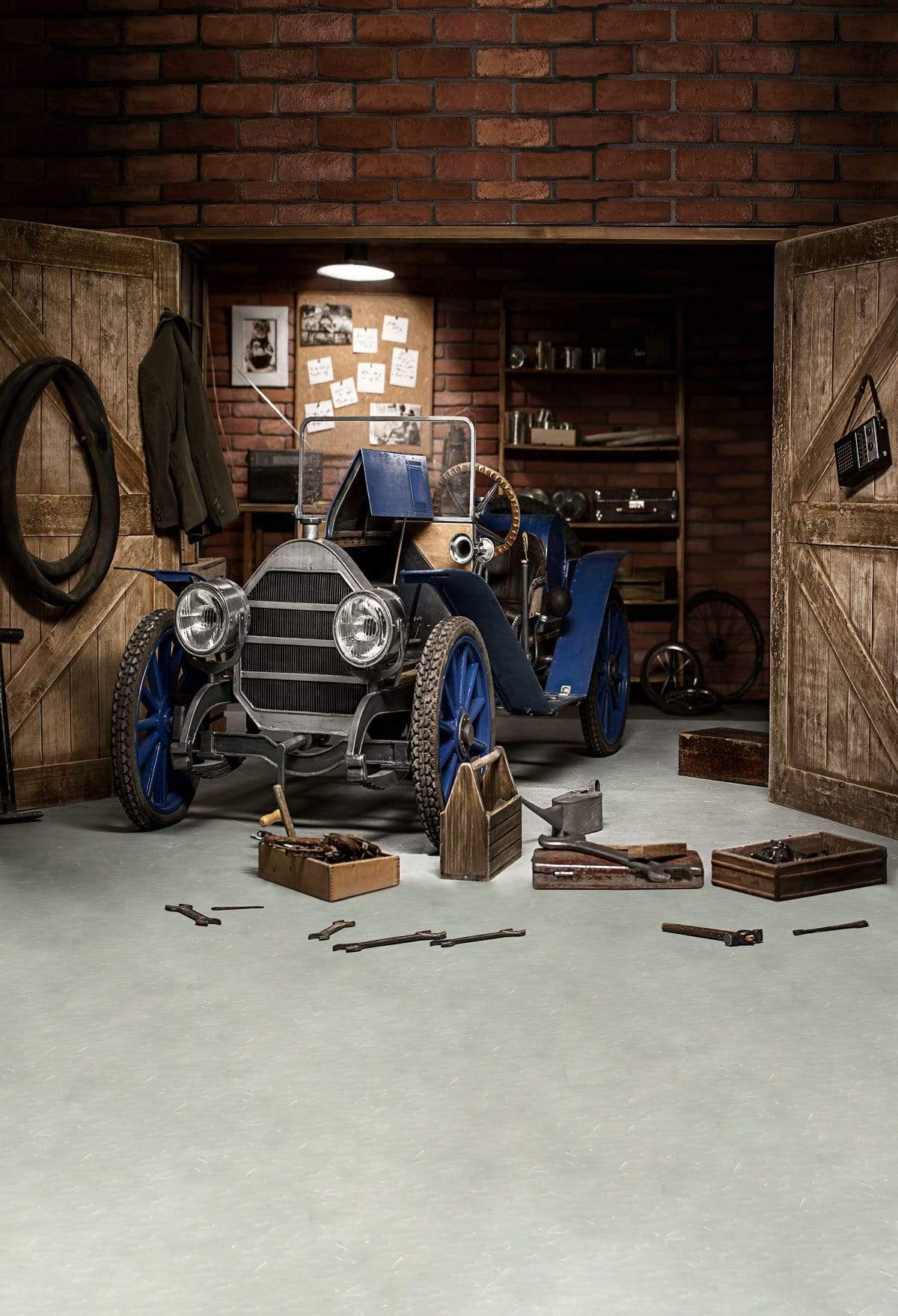 Kate Garage Car Workshop Backdrops for Boy - Kate Backdrop AU