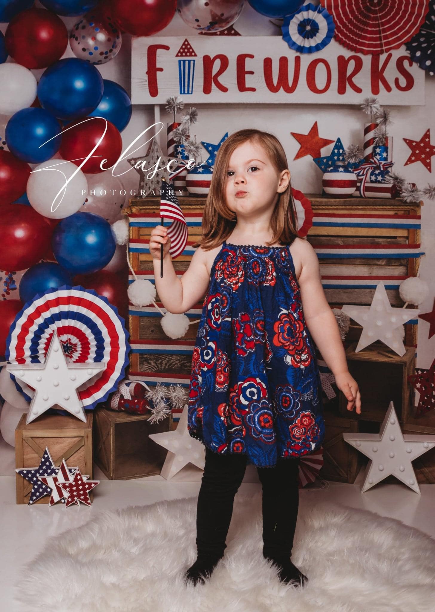 Kate 4th of July Fireworks Balloon Children Backdrop Designed by Lisa B - Kate Backdrop AU