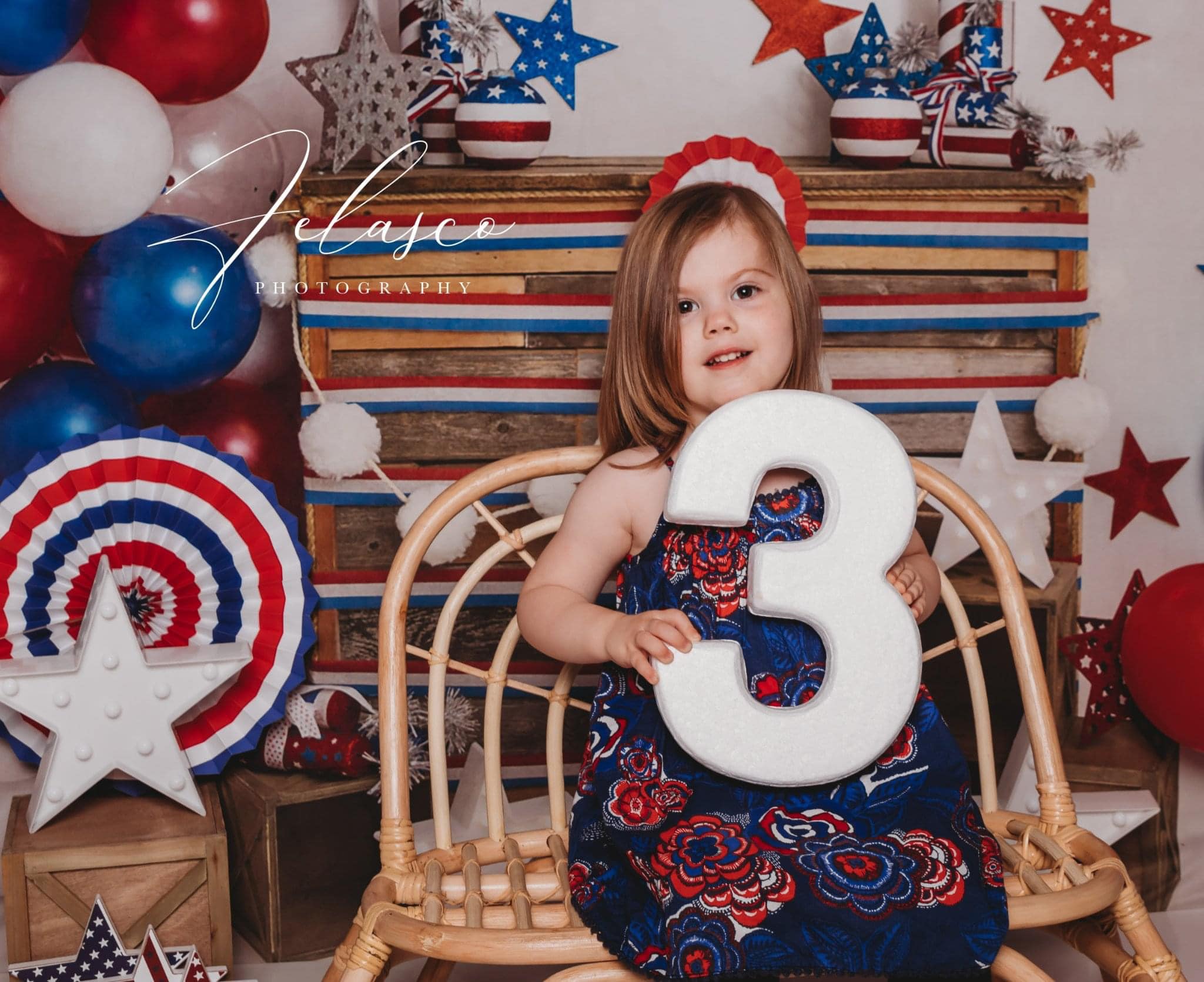 Kate 4th of July Fireworks Balloon Children Backdrop Designed by Lisa B - Kate Backdrop AU