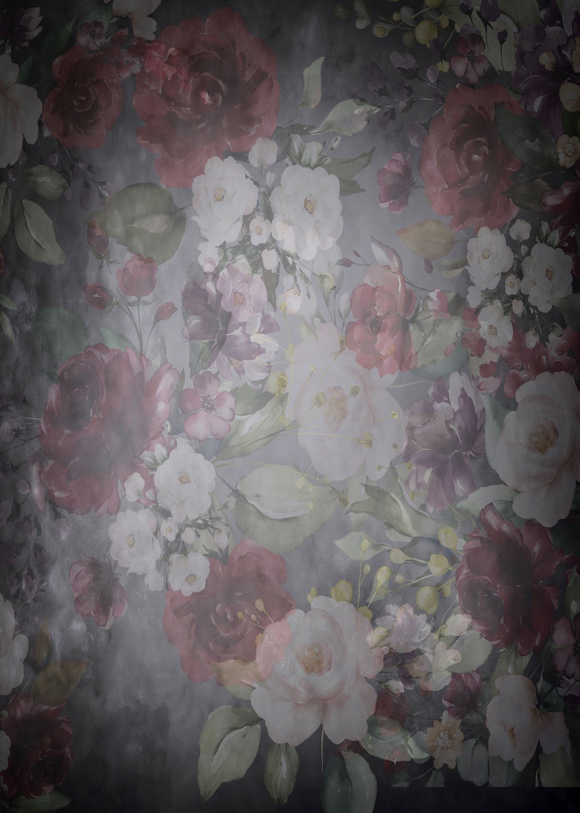 Kate Fine Art Floral Black Retro Backdrop designed by Arica Kirby - Kate Backdrop AU