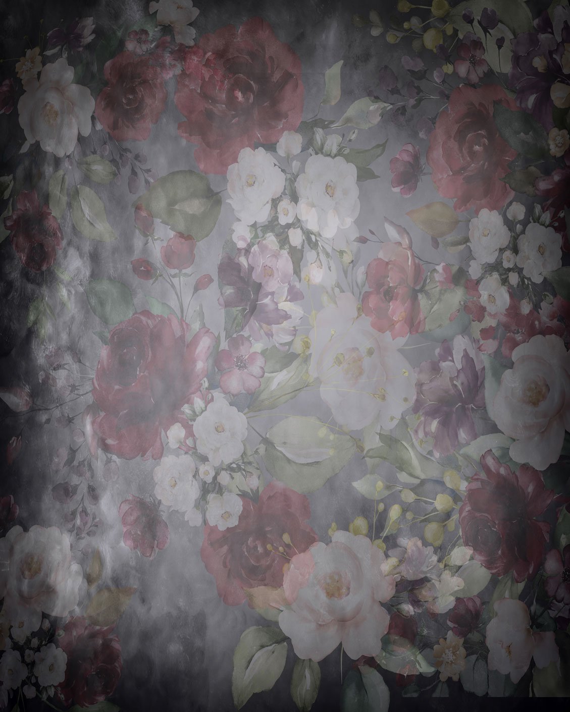 Kate Fine Art Floral Black Retro Backdrop designed by Arica Kirby - Kate Backdrop AU