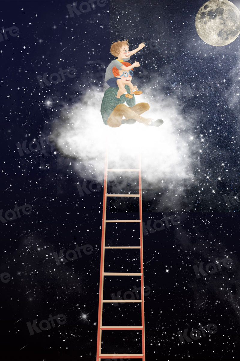 Kate Father's Day Moon Night Papa and Me Backdrop for Photography - Kate Backdrop AU