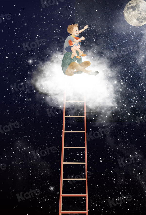 Kate Father's Day Moon Night Papa and Me Backdrop for Photography - Kate Backdrop AU