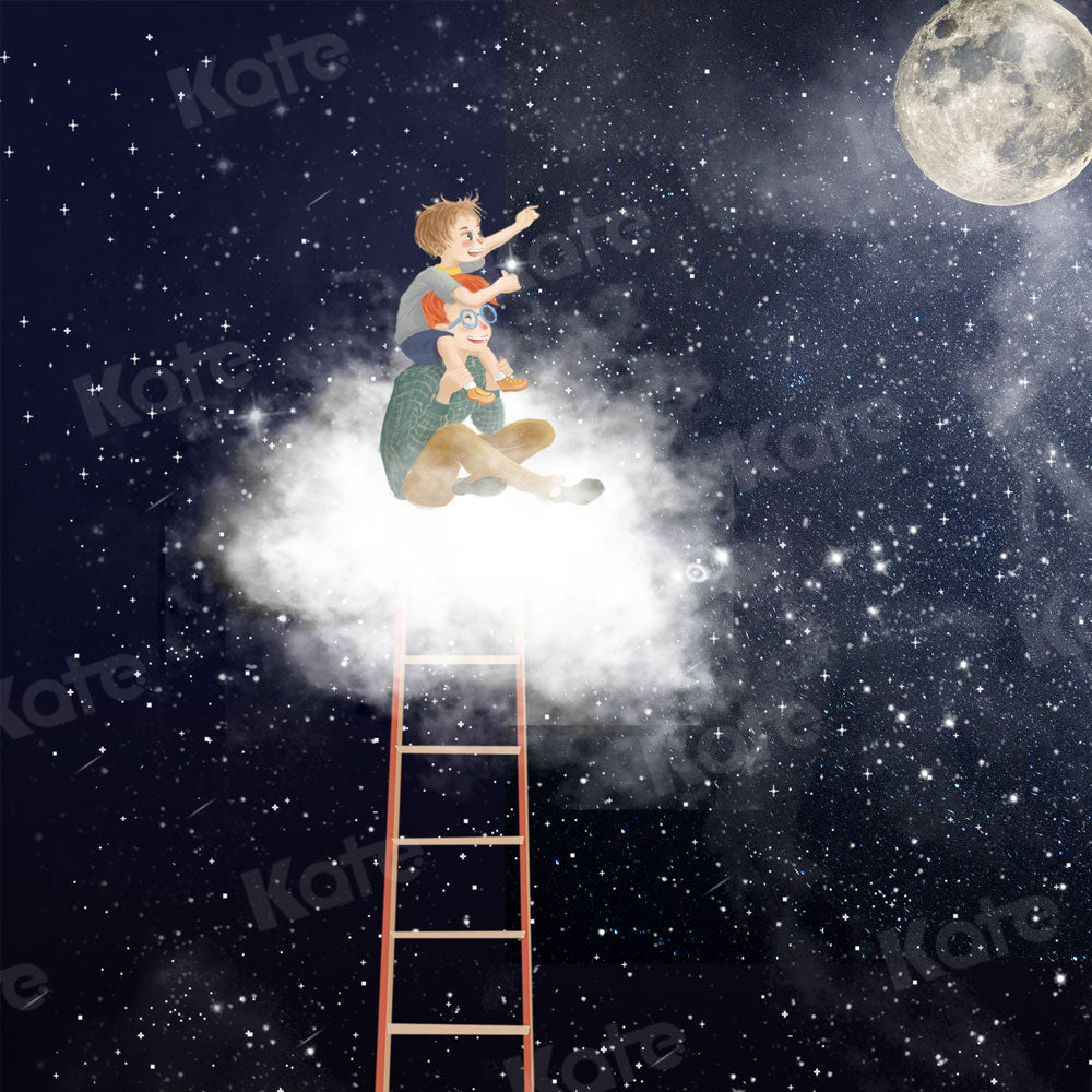 Kate Father's Day Moon Night Papa and Me Backdrop for Photography - Kate Backdrop AU