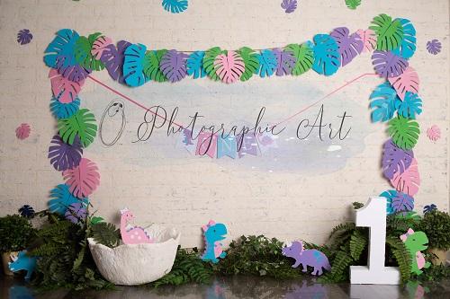 Kate Girly Dino Backdrop for Photography Designed by Jenna Onyia - Kate Backdrop AU